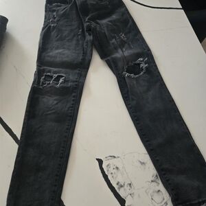 Zara Kid's Black Skinny Distressed Jeans Size 11-12 Years Old